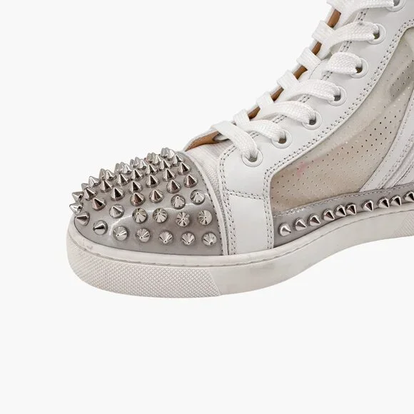 Christian Louboutin Sosoxy Spike Donna Sneakers Size 37 US 7 Mesh High Top White
